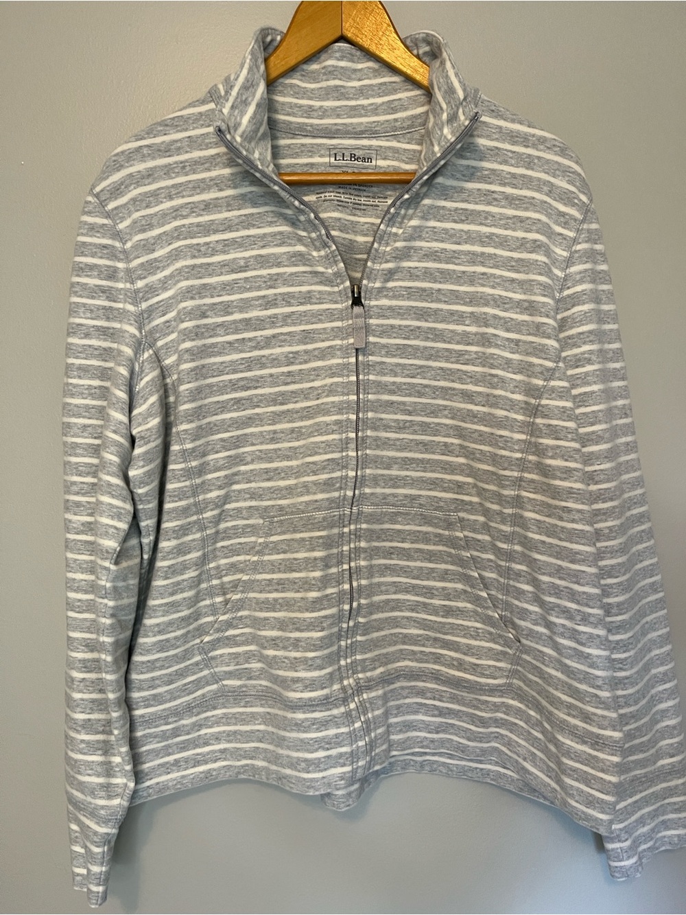 LLBean Gray Striped Zip-Front Sweater/Sweatshirt